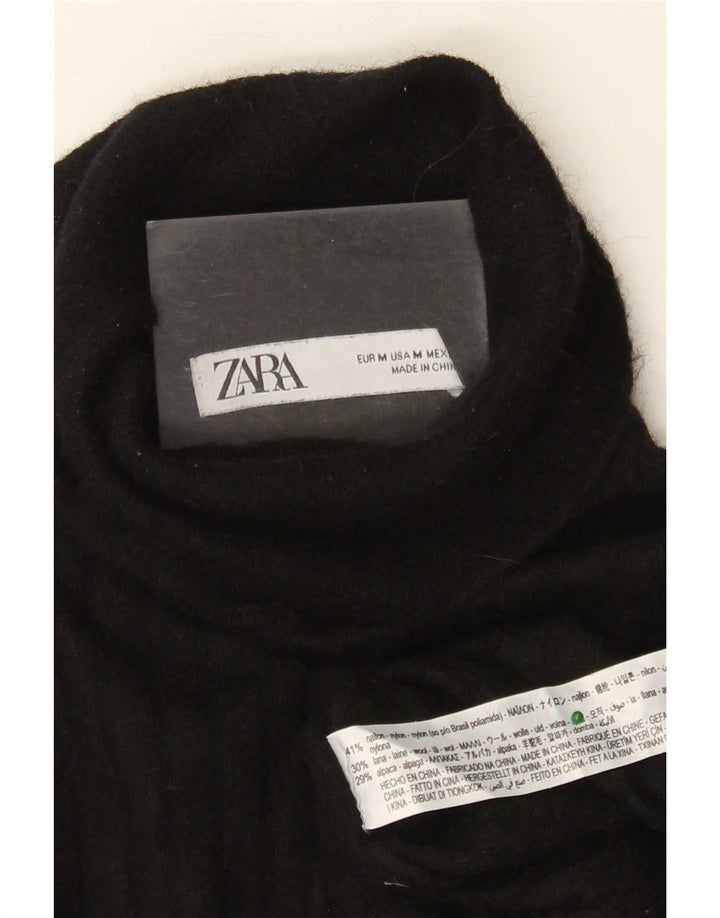 Maglione maglione a collo alto da donna Zara UK 12 nylon nero medio