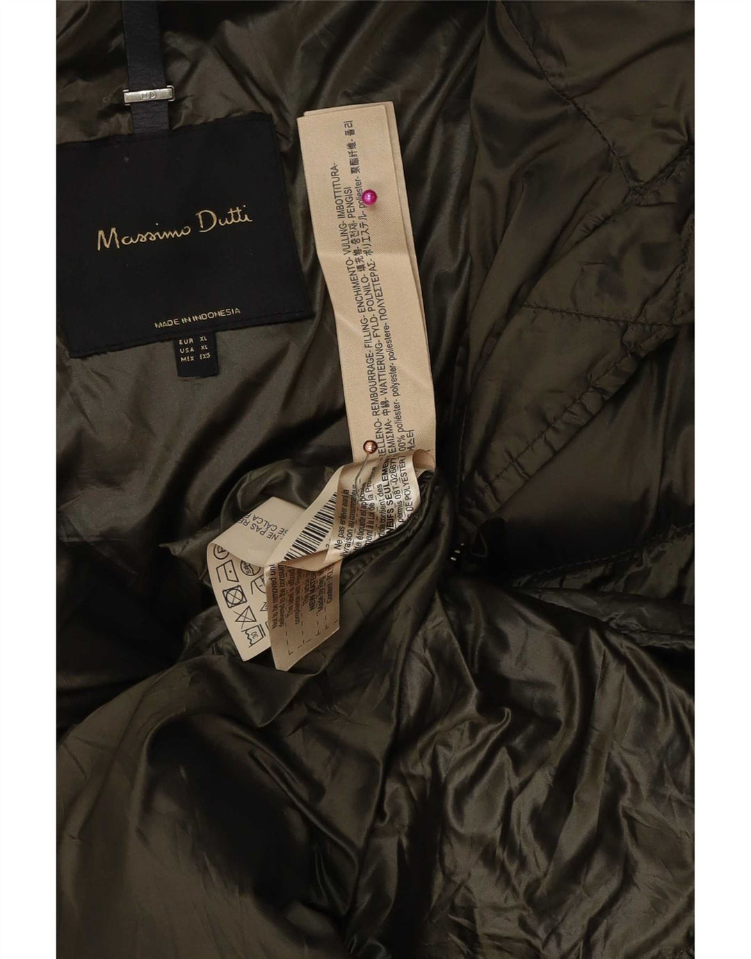 Cappotto imbottito da donna Massimo Dutti UK 18 XL Poliestere kaki