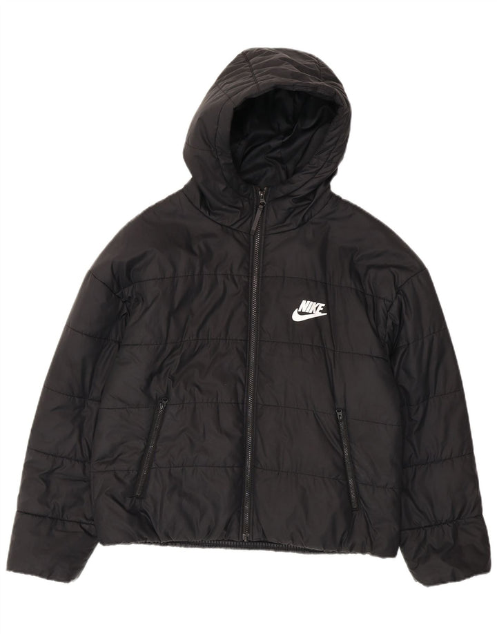 Giacca imbottita con cappuccio grafico Nike da ragazzo 10-11 anni medio poliestere nero