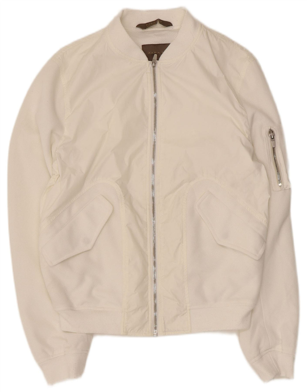 Giubbotto bomber da uomo Zara UK 38 nylon bianco medio