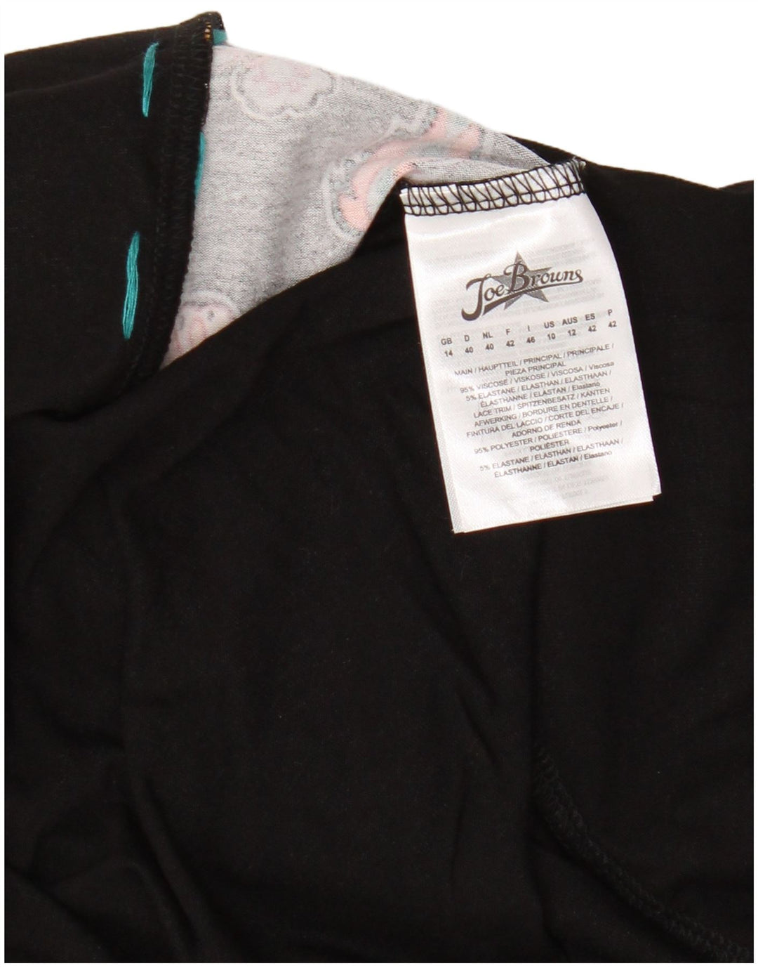 Joe Browns Top da donna a maniche lunghe UK 14 Viscosa floreale nera media