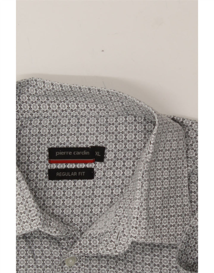 PIERRE CARDIN Mens Regular Fit Short Sleeve Shirt XL Grey Geometric Vintage Pierre Cardin and Second-Hand Pierre Cardin from Messina Hembry 