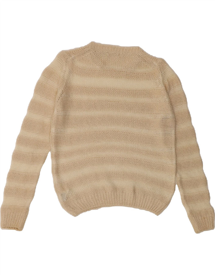 MASSIMO DUTTI Womens Crew Neck Jumper Sweater UK 10 Small Beige Striped Vintage Massimo Dutti and Second-Hand Massimo Dutti from Messina Hembry 
