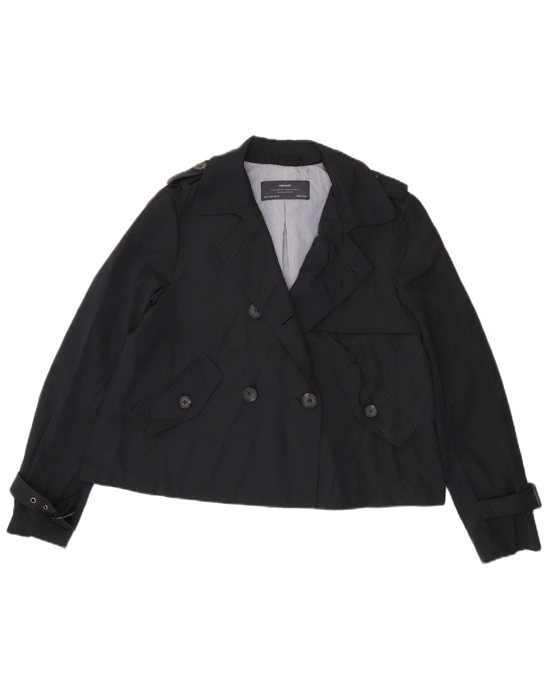 Cappotto da marinaio da donna Zara UK 14 poliestere medio blu navy