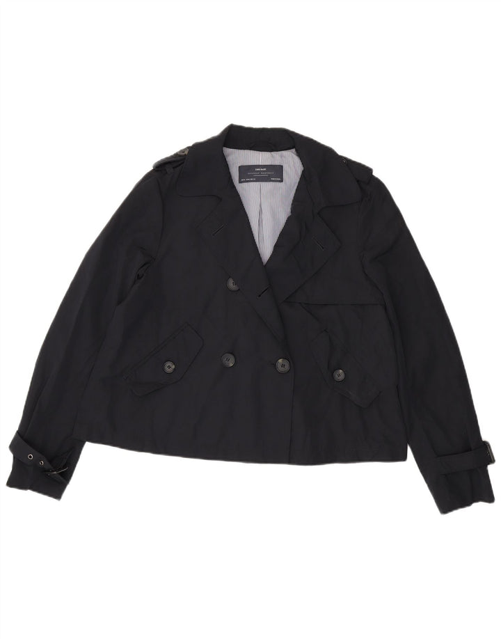 Cappotto da marinaio da donna Zara UK 14 poliestere medio blu navy