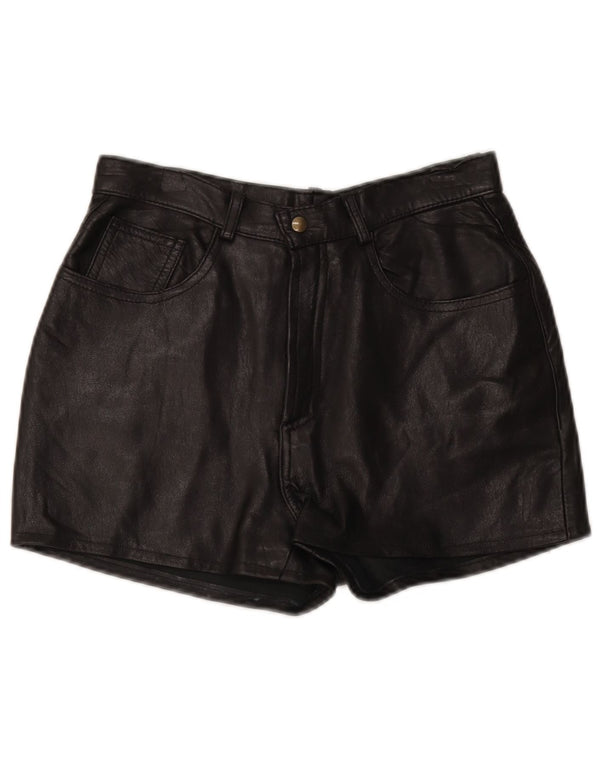 Pantaloncini vintage in pelle da donna W28 medi neri