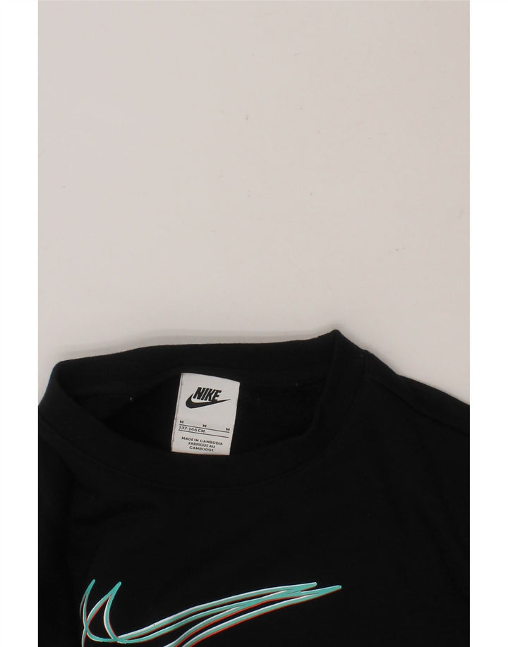 NIKE Boys Graphic Sweatshirt Jumper 10-11 Years Medium Black Cotton Vintage Nike and Second-Hand Nike from Messina Hembry 