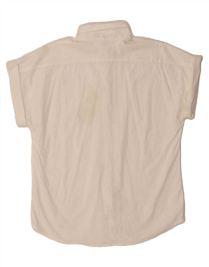CHAPS Womens Short Sleeve Shirt UK 14 Medium White Cotton Vintage Chaps and Second-Hand Chaps from Messina Hembry 