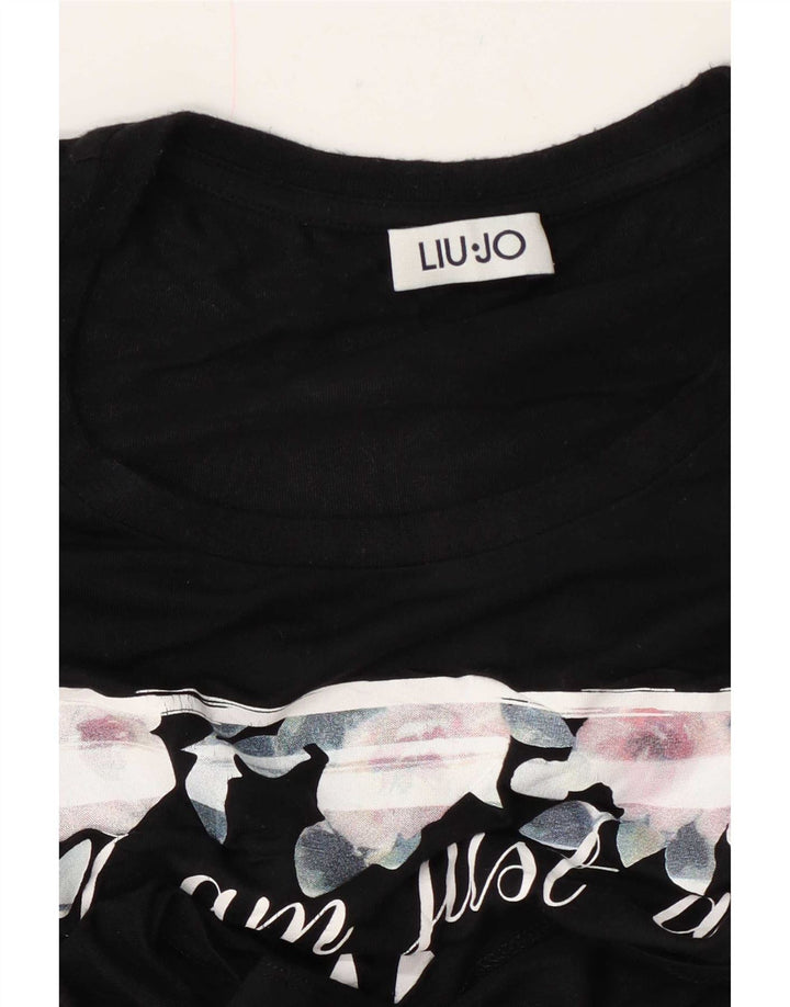 T-shirt grafica da donna Liu Jo Top UK 12 Medium Nero