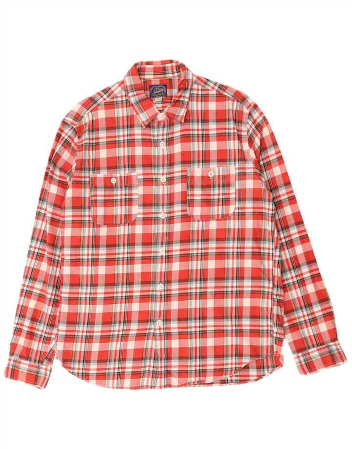 J. CREW Camicia da uomo in flanella di cotone a quadri rossi grandi