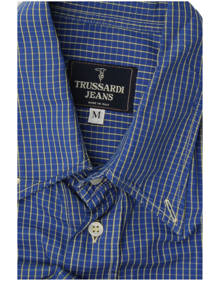 Camicia Trussardi Jeans Uomo in Flanella Check Blu Medio