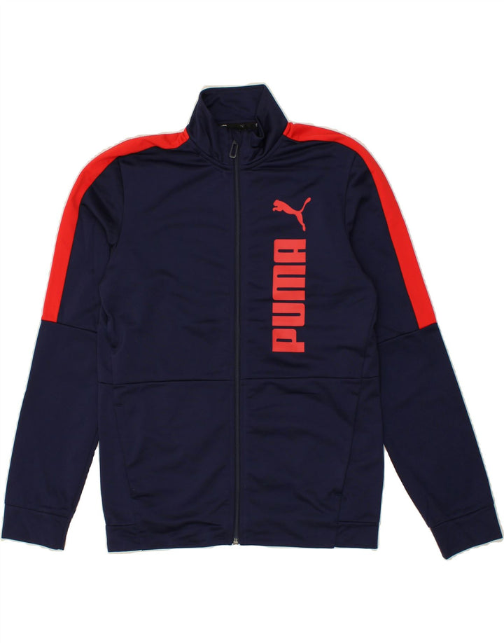 PUMA Boys Tracksuit Top Jacket 13-14 Years XL Navy Blue Colourblock Vintage Puma and Second-Hand Puma from Messina Hembry 