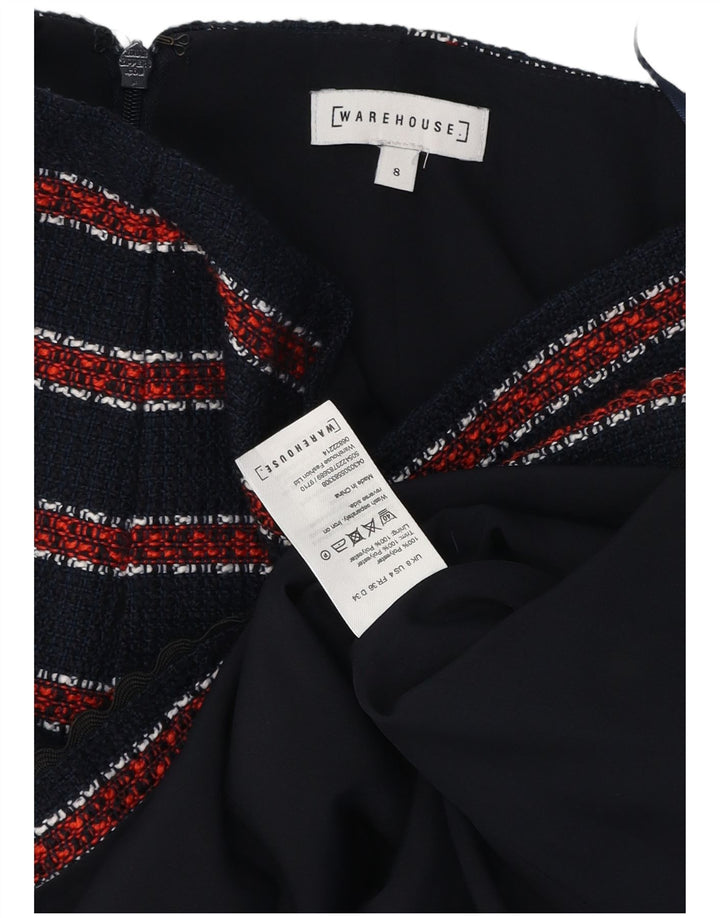 MAGAZZINO Minigonna da donna UK 8 Small W26 Poliestere a righe blu navy