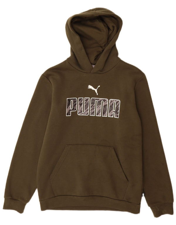 Felpa con cappuccio grafica da ragazzo Puma 13-14 anni in cotone kaki