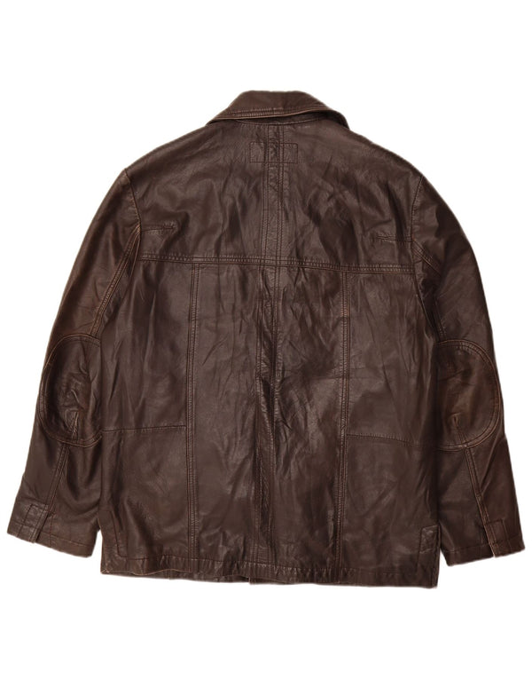 Giacca in pelle vintage da uomo EU 48 in pelle marrone medio