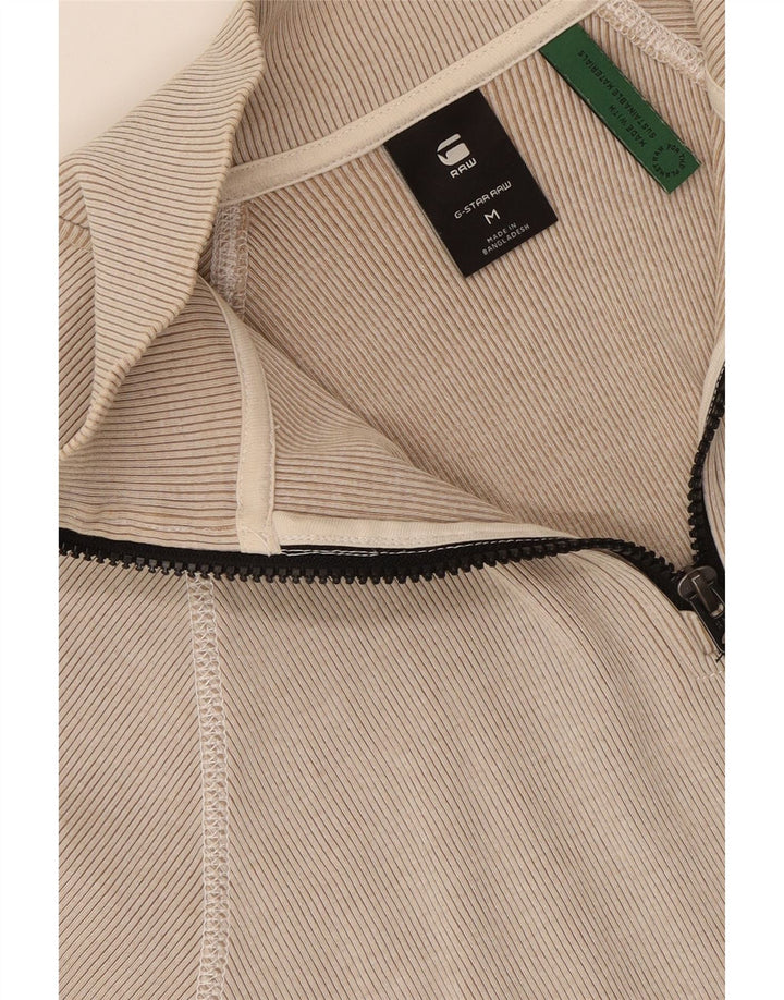 G-STAR Womens Zip Neck Top Long Sleeve UK 12 Medium Beige Cotton Vintage G-Star and Second-Hand G-Star from Messina Hembry 