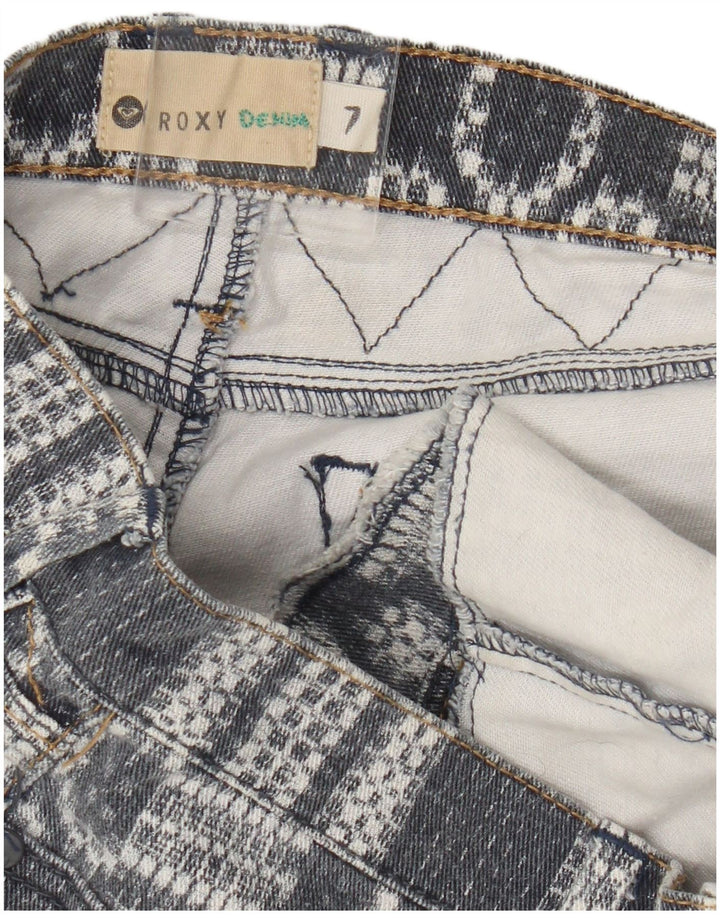Pantaloncini di jeans da donna Roxy US 7 Medium W30 Blu geometrico