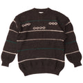 Maglione vintage da uomo girocollo in lana a righe grigio medio