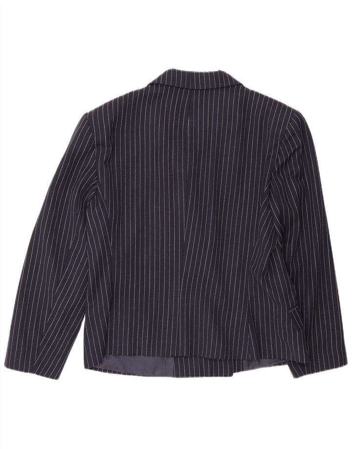 Giacca blazer doppiopetto vintage da donna IT 48 XL gessato blu navy