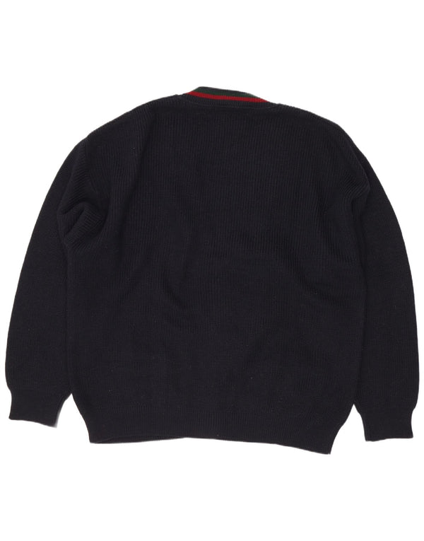 Maglione cardigan da uomo Il Granchio XL Lana geometrica blu navy