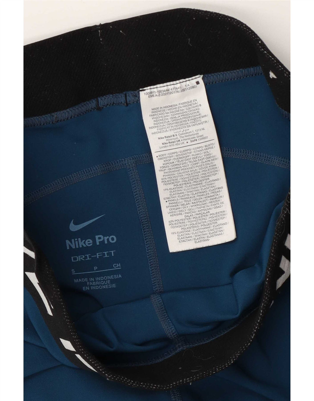 Leggings grafici Nike Dri Fit da donna UK 10 Small Blu Colourblock in poliestere