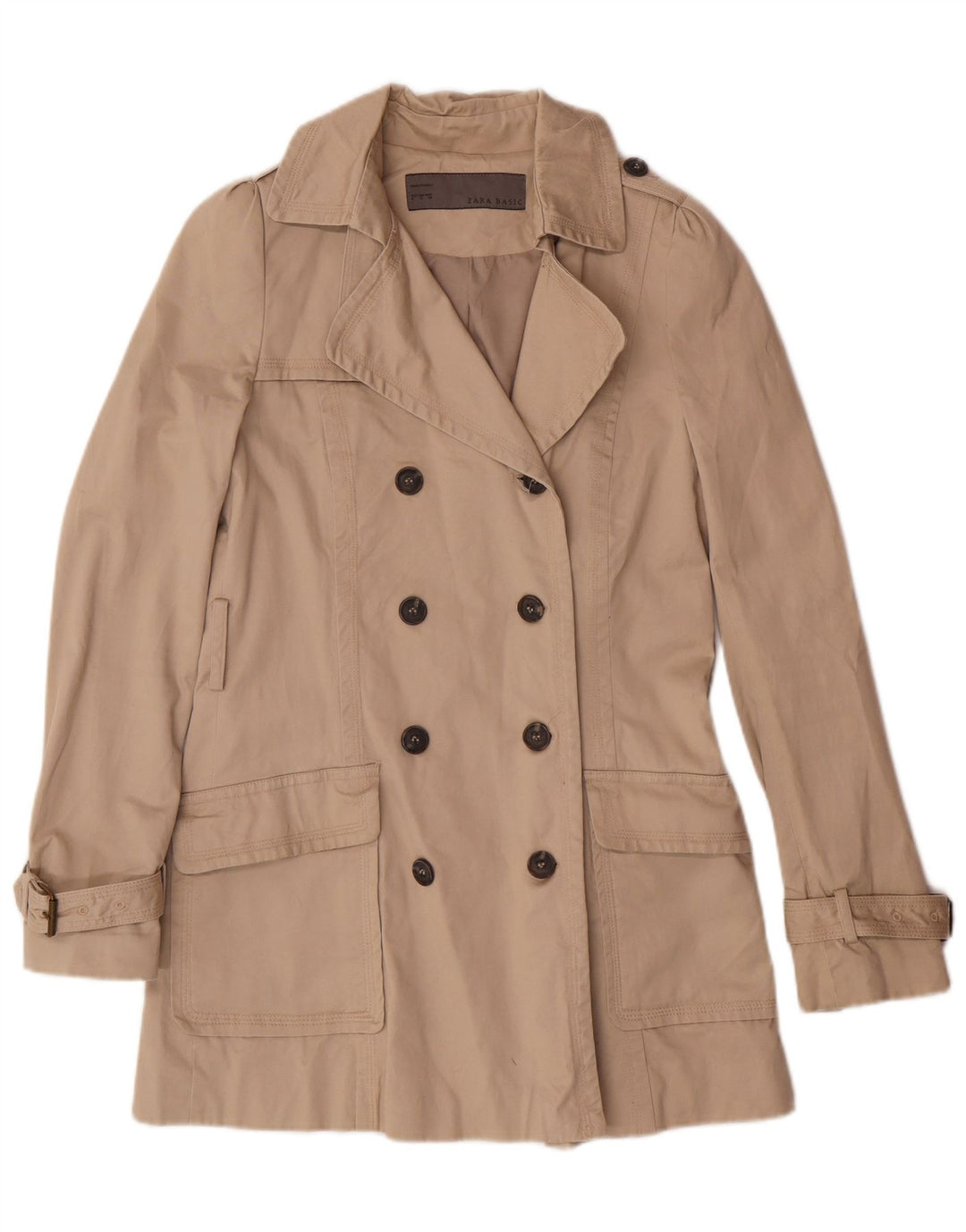 Trench da Donna ZARA UK 10 Piccolo Cotone Beige