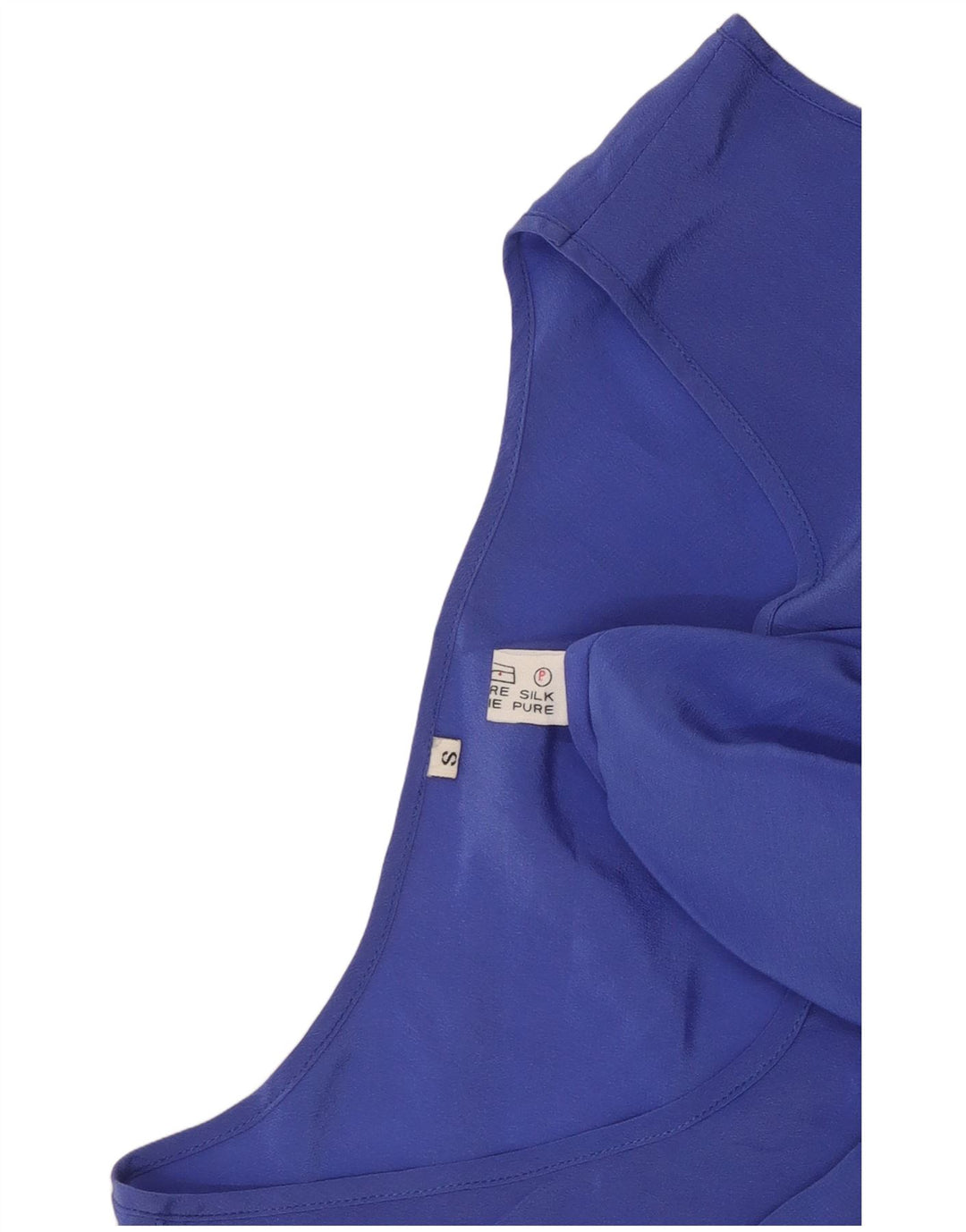 Canotta trasparente da donna vintage UK 8 piccola seta blu