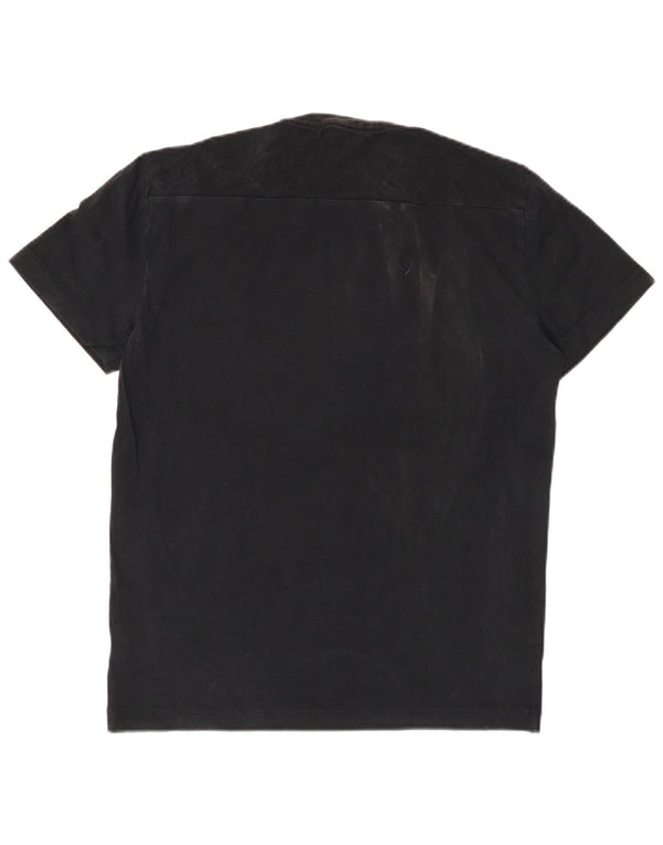 EMPORIO ARMANI Mens Graphic T-Shirt Top Medium Black Cotton