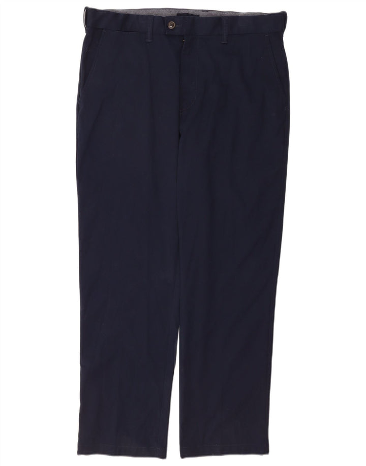 Pantaloni da abito dritti da uomo Marks & Spencer W36 L27 poliestere blu navy
