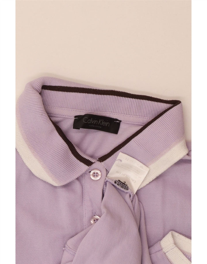 CALVIN KLEIN Polo senza maniche da donna UK 4 XS Viola Cotone