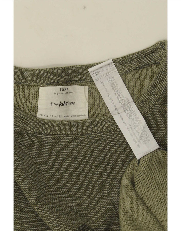 Top grafico Zara da bambino a maniche lunghe 11-12 anni in cotone kaki