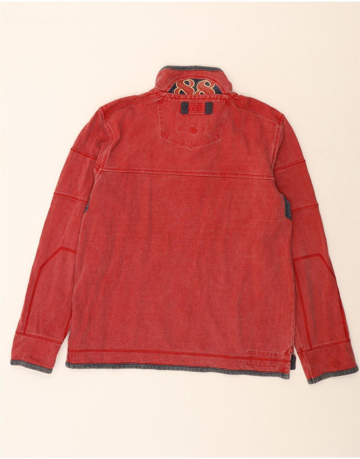 Felpa da uomo con collo con zip Fat Face, maglione grande, cotone rosso