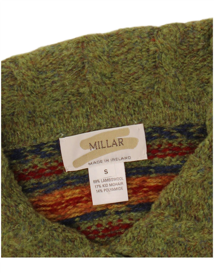 Maglione cardigan oversize da donna Millar UK 10 Small Khaki Fair Isle
