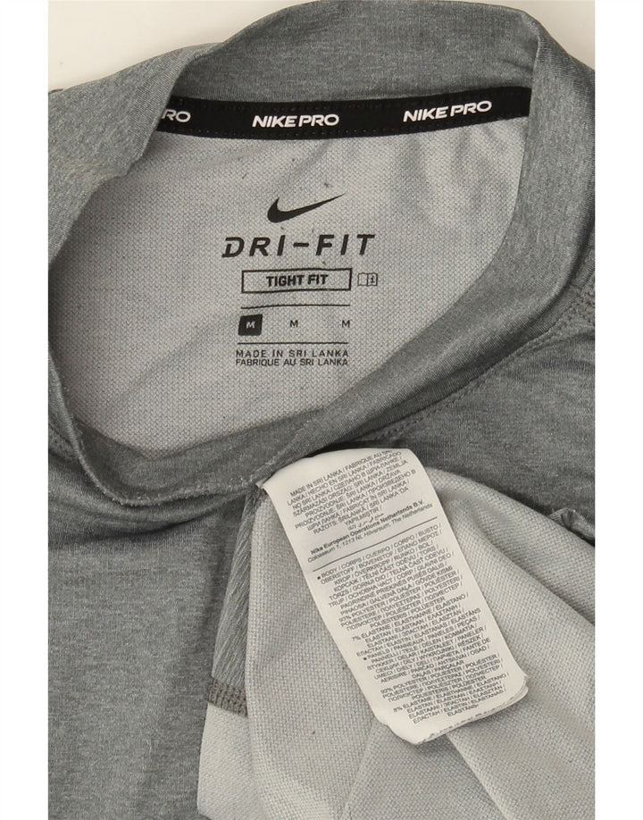 Maglia Nike Dri Fit da uomo a maniche lunghe in poliestere grigio medio