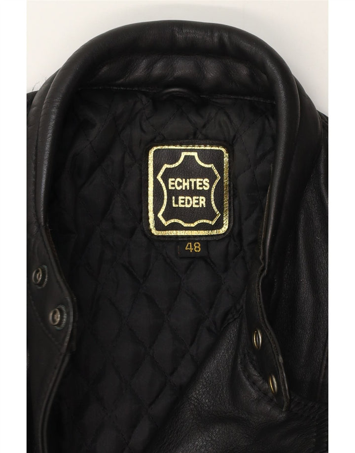 Giacca da motociclista in pelle da uomo vintage EU 48 in pelle nera media