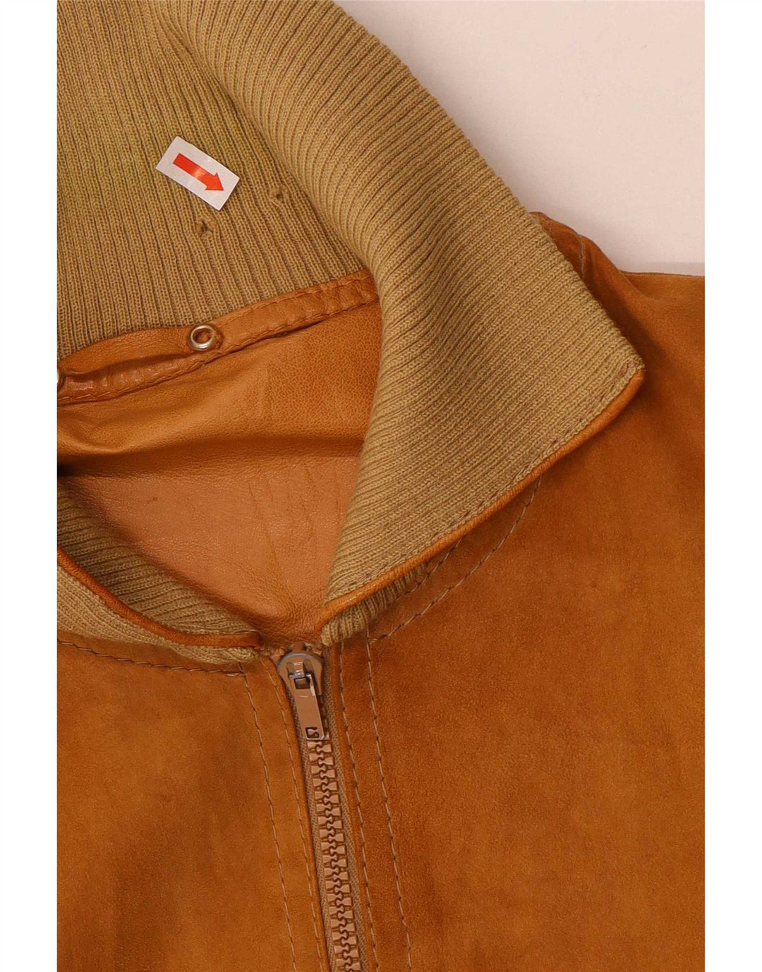 Giubbotto bomber in pelle scamosciata vintage da uomo UK 36 piccola pelle marrone
