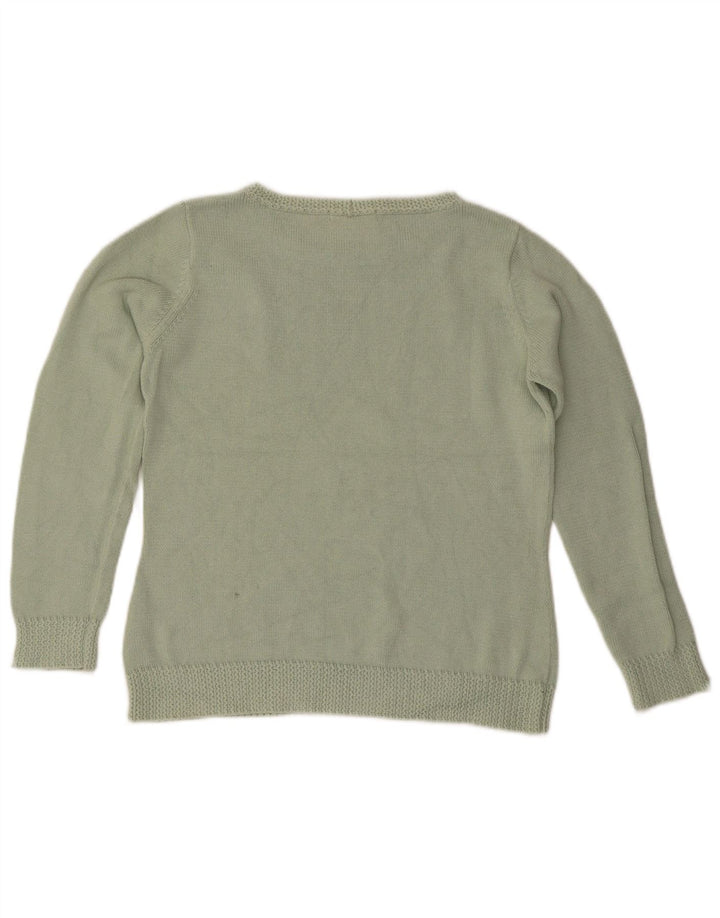 Maglione maglione con scollo a barca da donna Marks & Spencer UK 12 Cotone verde medio