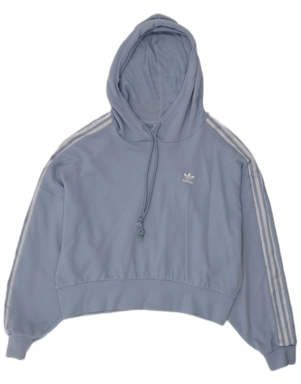 Maglione con cappuccio corto oversize da donna Adidas UK 8 piccolo cotone blu