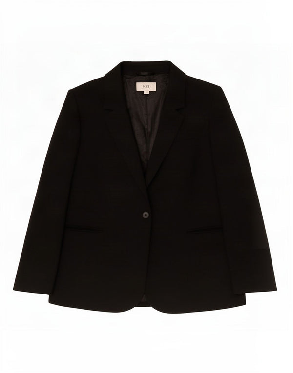 Marks & Spencer Womens 1 Button Blazer Jacket UK 18 XL Black Polyester