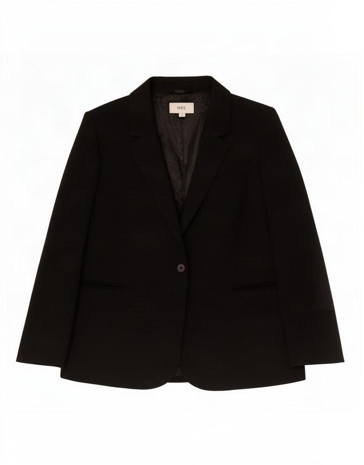Giacca blazer a 1 bottone da donna Marks & Spencer UK 18 XL poliestere nero