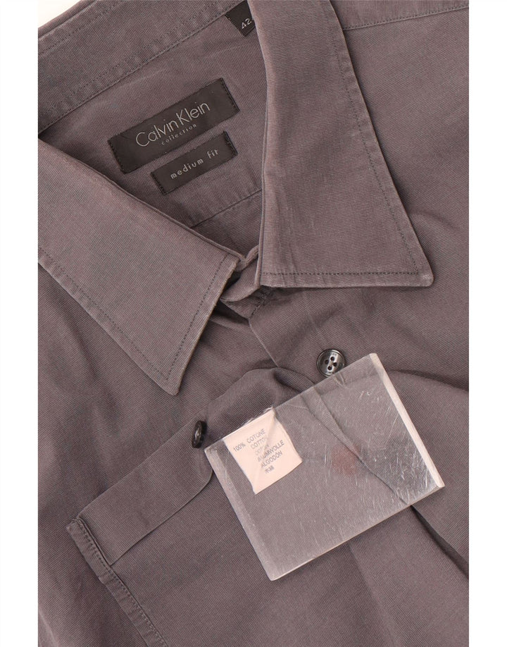 CALVIN KLEIN Camicia da uomo taglia 42 grande cotone grigio