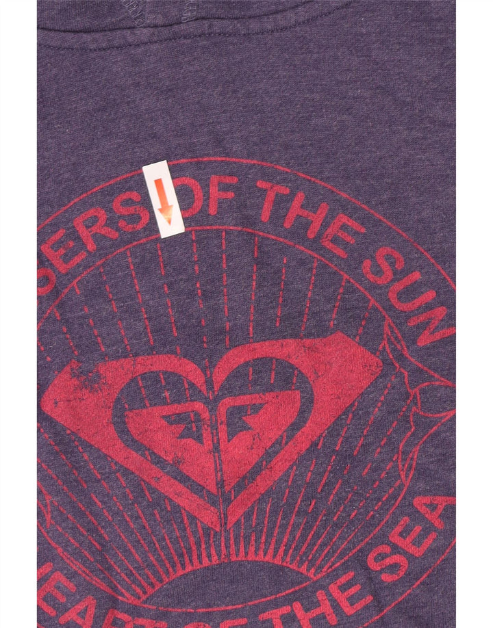 Felpa con cappuccio grafica da donna Roxy, cotone viola medio