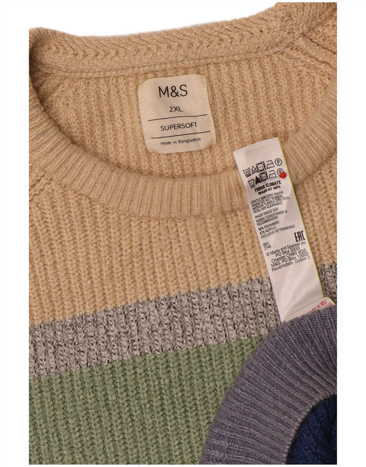 Maglione maglione con scollo a barca da uomo Marks & Spencer 2XL a righe multicolore