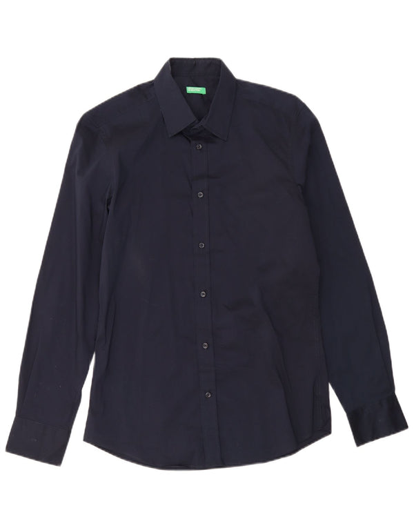 Camicia Benetton Uomo Small Blu Navy Cotone