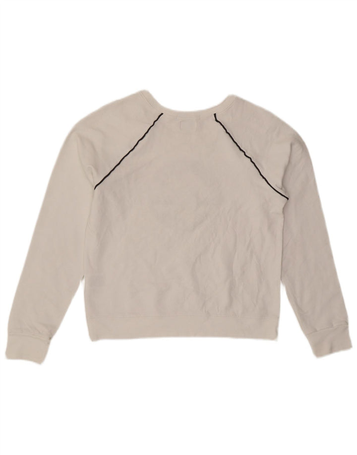 CONVERSE Donna Chuck Taylor Crop Felpa Maglione UK 12 Medio Bianco