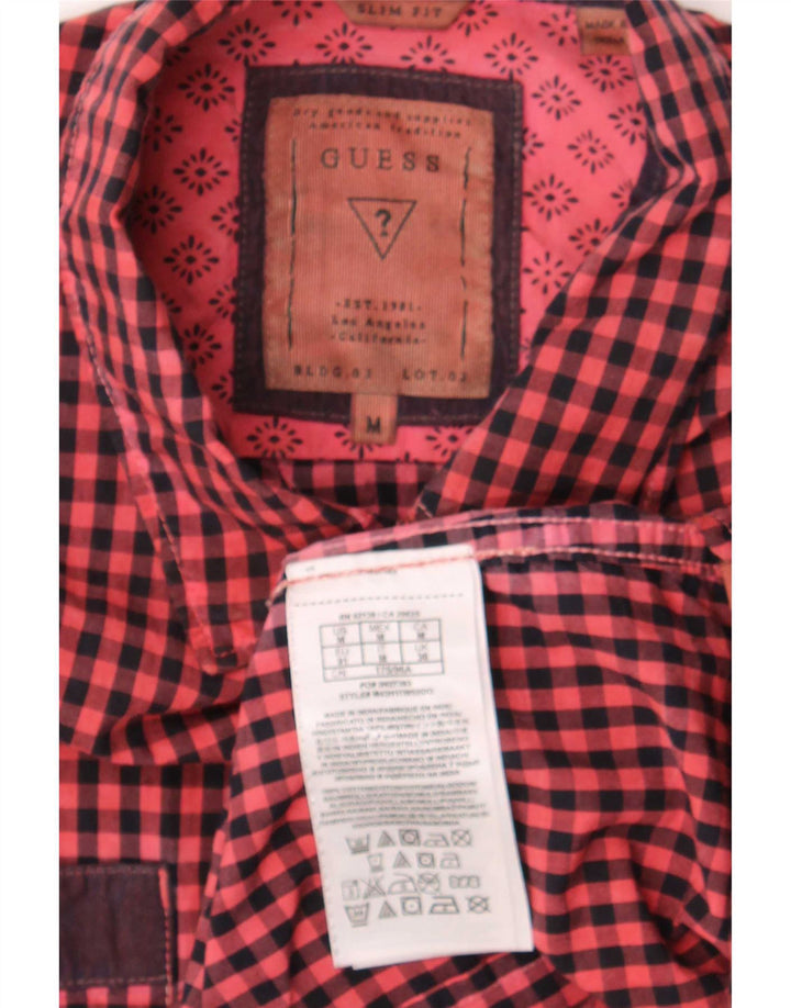 Camicia Guess da uomo slim fit in cotone a quadretti rosso medio