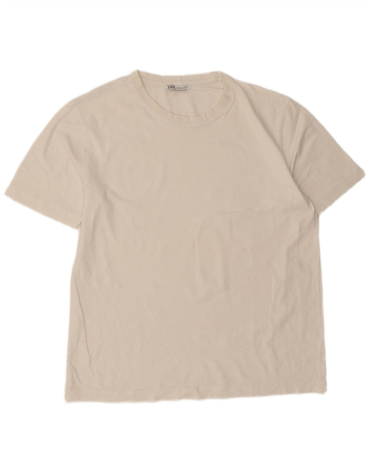 T-shirt Zara da uomo Top in cotone bianco medio