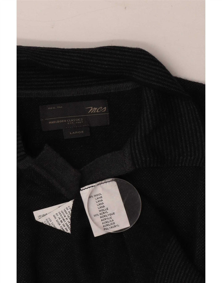 Marlboro Classics Maglione da uomo con collo alto in lana grigia grande