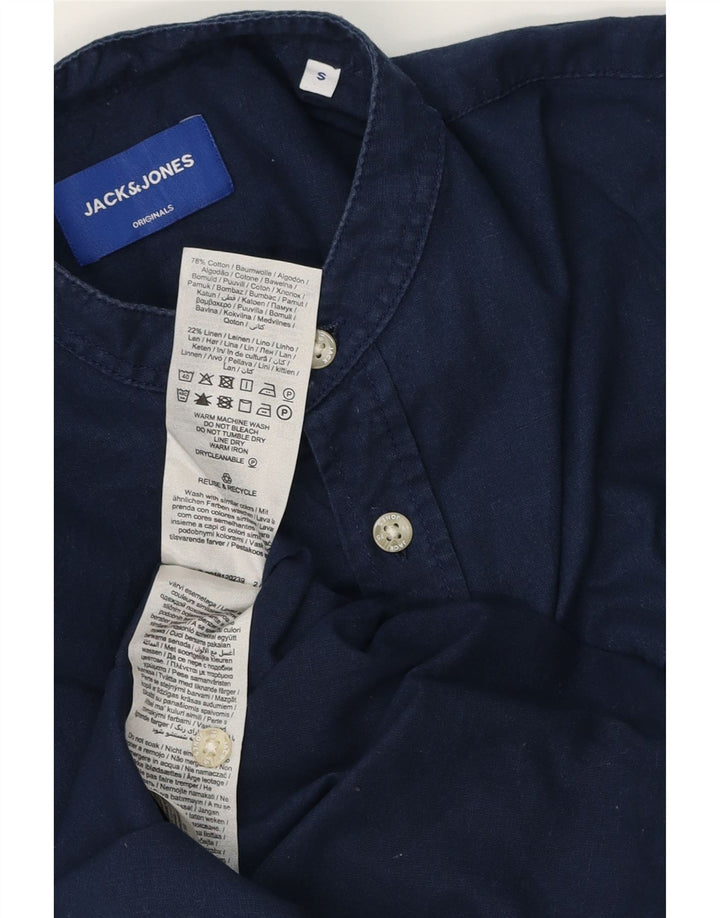 JACK & JONES Camicia a maniche corte da uomo Small in cotone blu navy