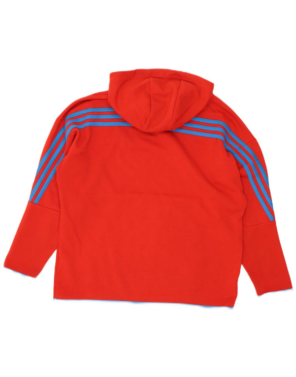 Felpa con cappuccio da ragazzo Adidas 11-12 anni in cotone color block rosso